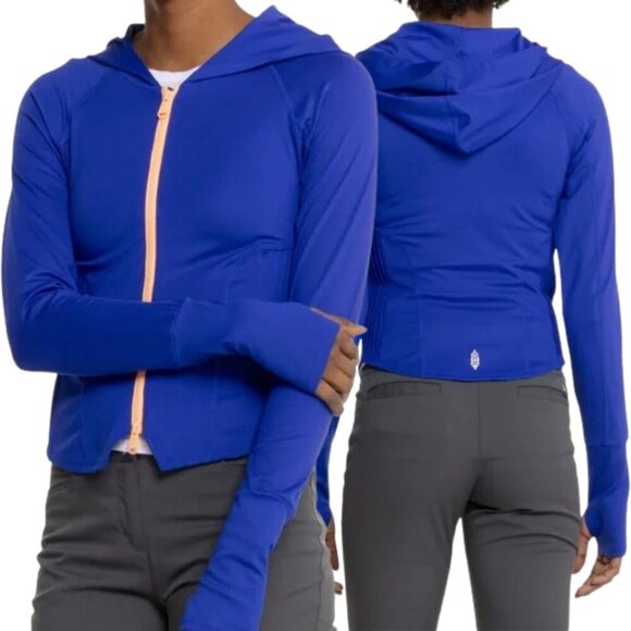 Free People FP Movement Playin for Keeps Track Jacket Women XS Blue Full Zip NWT - Picture 2 of 16